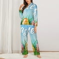 thumbnail image 3 of Kll Happy Easter Print Women'S Long Sleeve Pajamas With Pants Sleepwear Loungewear 2 Set-Large, 3 of 9