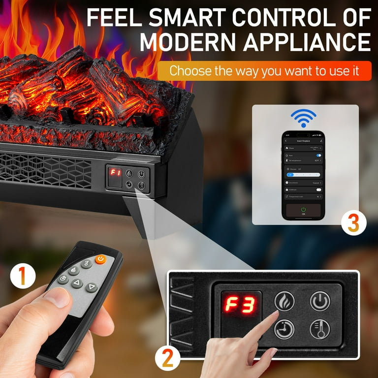 Zimtown 18'' Electric Fireplace Insert w/Remote & WiFi Control