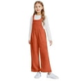 thumbnail image 4 of CYRBOKO Girls Fleece Overalls, Winter Thermal Front Pocket Stretchy Jumpsuits for Kids Orange Size 13-14 T, 4 of 8