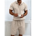 thumbnail image 6 of Men 2 Piece Outfits Casual Top and Pants Sets Khaki S, 6 of 10