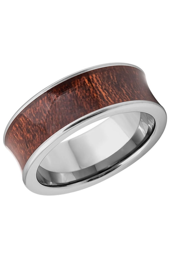 Men's Women's Tungsten Wedding Band Engagement Ring 8mm Rose Wood Inlay Ring, SZ 8