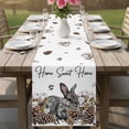 thumbnail image 4 of Rabbits Pine Cone Table Runner - 108 Inch Long Sweet Home Texture Brown Leaves Berries Cotton and Linen Blended Dress Scarves Farmhouse Table Runner for Kitchen Dining, Coffee Table, 13" x 108", 4 of 8