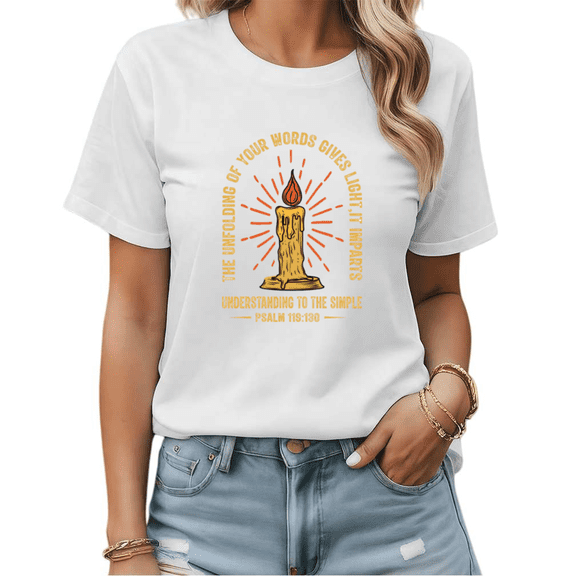Retro Psalm 119:130 Christian Graphic Tees Womans T-shirt Shirts Black White S-5XL Tops