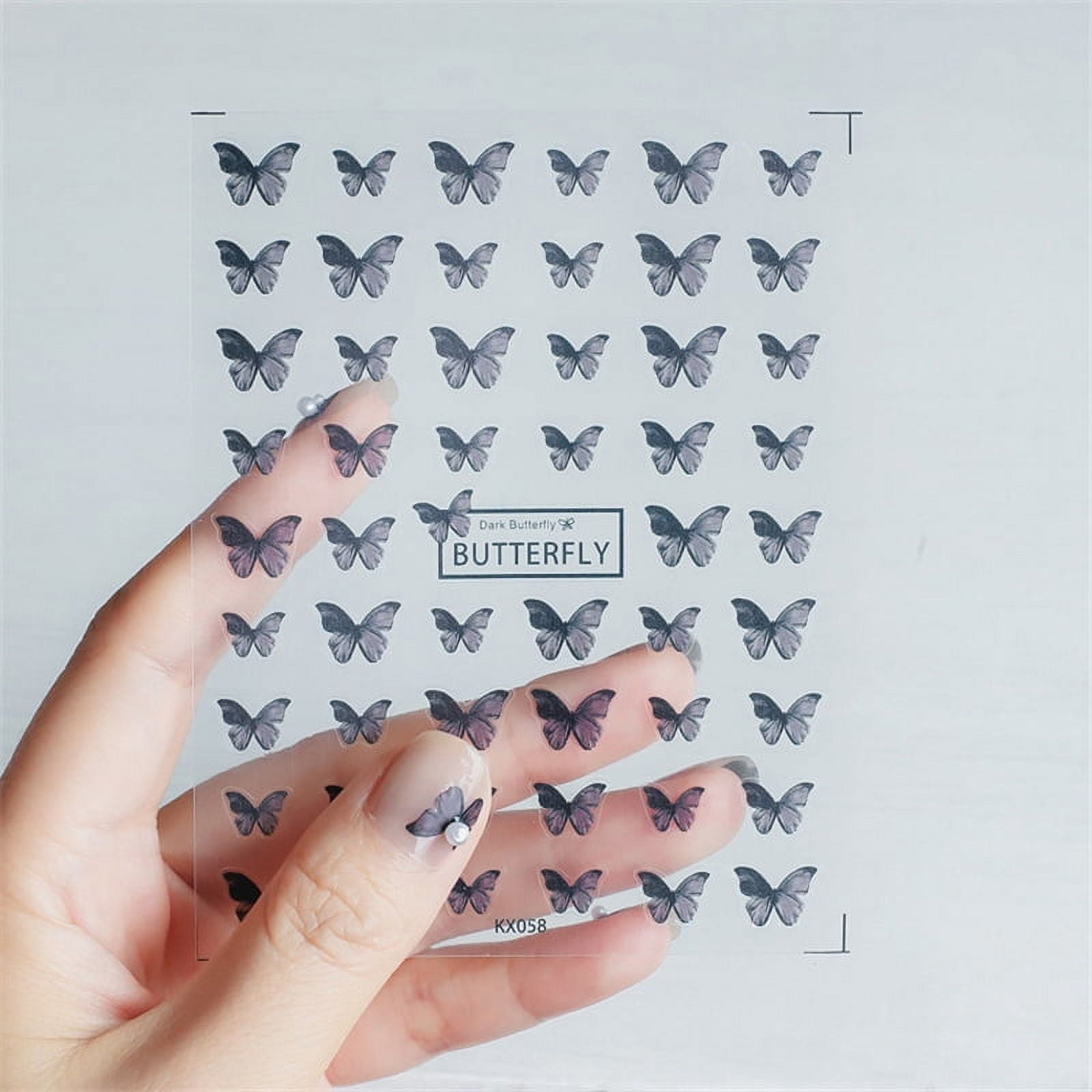 1pcs 5D Fashion Butterfly Nail Art Stickers Kawaii Black Blue Butterfly Nail Decoration Decals Transfer Self Adhesive Slider DIY