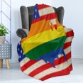 thumbnail image 4 of Pride Soft Flannel Fleece Throw Blanket, USA American Flag with Rainbow Gay Marriage Nationwide Rights and Equality Theme, Cozy Plush for Indoor and Outdoor Use, 70" x 90", Multicolor, by Ambesonne, 4 of 5