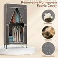 thumbnail image 4 of 2 Tier Clothing Rack With Cover Portable Wardrobe Closet Covered Garment Rack with 4 Wheels 2 Hanging Rods 2 Hook Racks 35.43x17.13x72.44in, 4 of 12