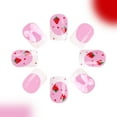 thumbnail image 4 of Short Glossy French Bowknot Strawberry Wearable Nails Set - 24 Stylish Press-On for Manicure, 4 of 5