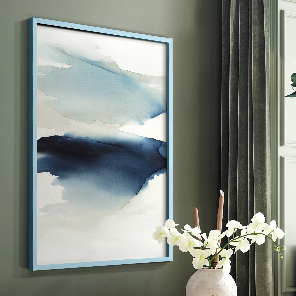 Waves I Framed Print in Blue Solid Wood 8 x 10 Framed Print