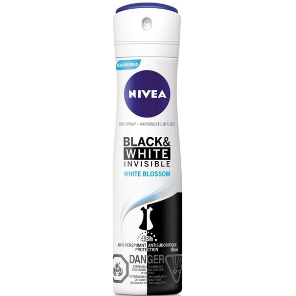 NIVEA Black & White Invisible White Blossom 48H Anti-Perspirant Protection Dry Spray, 150 mL