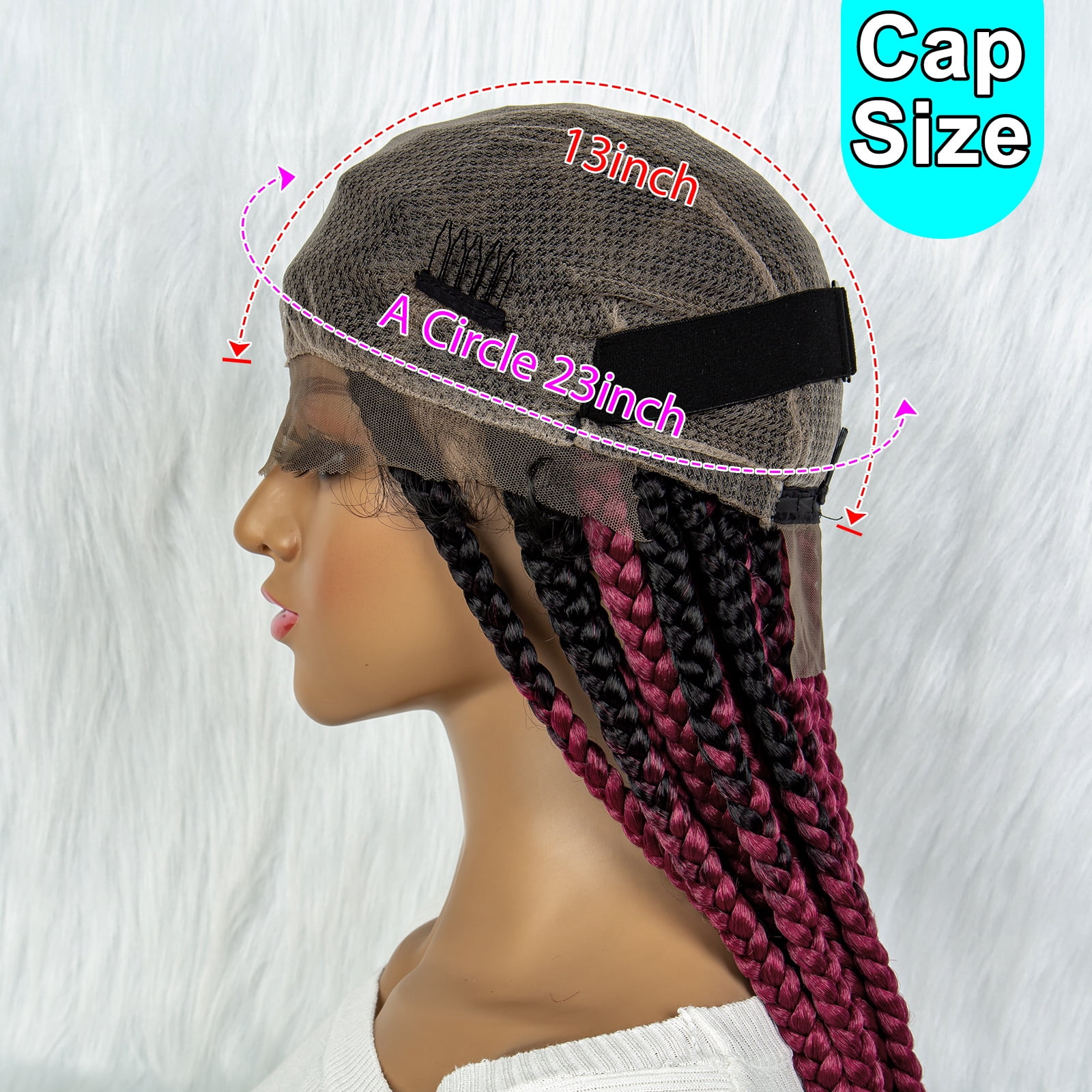 Braided Wigs for Women Full Double Lace Braided Wigs Knotless Box Synthetic Lace Front Braided Wigs Cornrow Braids with Baby Hair Handmade Braided Wigs 32 inches (OT/BUG Color)
