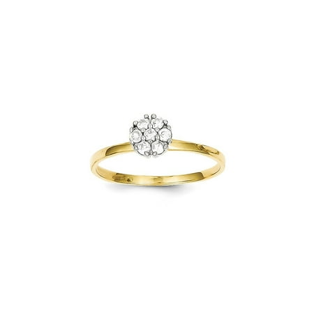 - Solid 10k Yellow Gold Heart CZ Cubic Zirconia Cluster Promise Ring (1mm) - Size 4