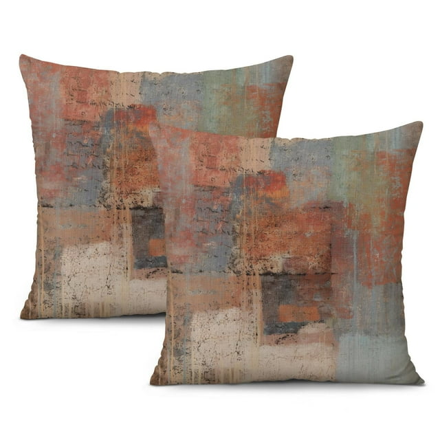 Ensemble de 2 Housses de Coussin Décoratives - Couleurs Rayonnantes au Design d'Art Abstrait Moderne
