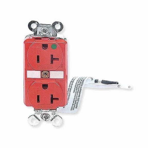 Straight Blade Receptacle, 5-20R, 20 A, 125V AC, 2 Pole, 3 Wire, Flush Mount, Single, Red