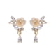 thumbnail image 5 of Pendientes de flores de perlas francesas con diseño de nicho bajo la luna, bonitos pendientes retro con aguja plateada para mujer, construcción duradera, 5 of 5