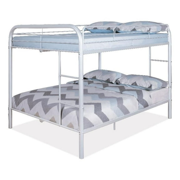 Furniture of America Imara Mattress Ready Metal Full over Full White Bunk Bed