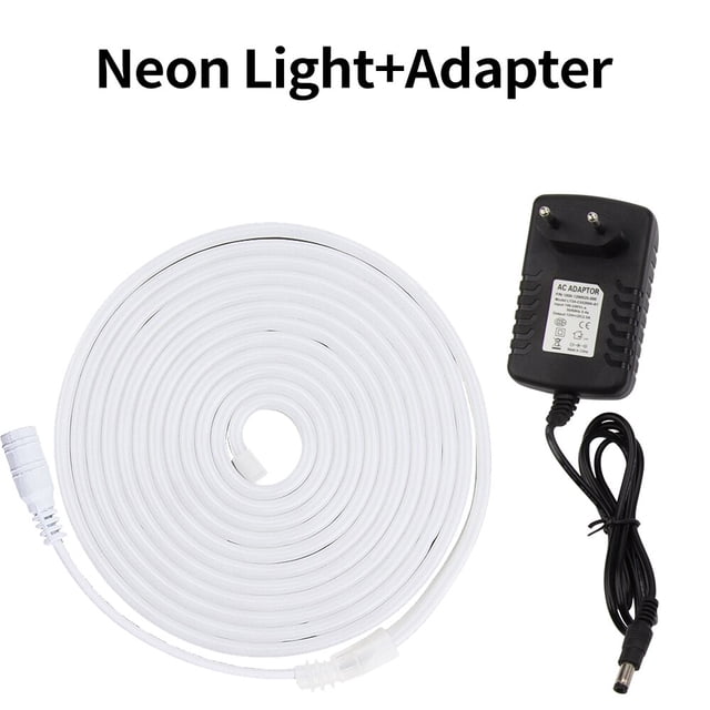 Tira de luces LED de neón para decoración del hogar, tira de luces LED de 12V CC, resistente al agua, SMD 2835, Flexible, color blanco cálido, 1M, 2M, 5M