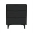 thumbnail image 3 of 3-Drawer Groove Handle Solid Wood Dresser - Black, 3 of 5