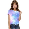 thumbnail image 4 of Frwgonr Girls Breathable Tees Soft Space Tees Kids Boys Casual Tshirts Clothes Summer Tops Purple, Size 3-14 Years, 4 of 6