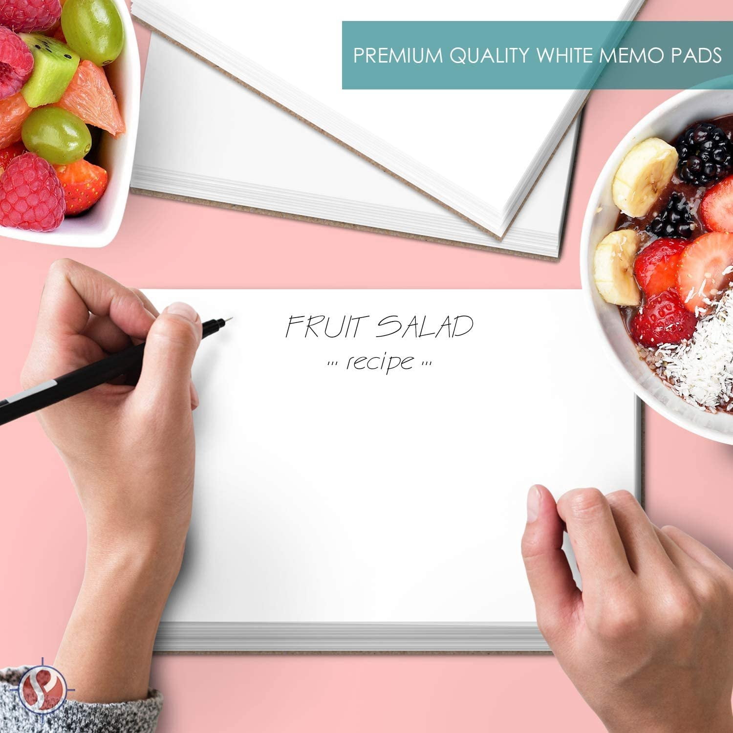White Memo Pads, 50 Sheets Per Pad, (10 Pads Per Pack) with a Chipboard on The Back. (5 x 7)