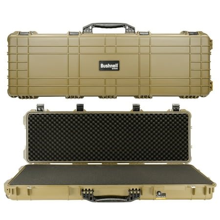 Bushnell 48 Inch Hard Rifle Case Waterproof Shock Proof and TSA Ready with Wheels-Tan