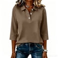 thumbnail image 6 of Women's Polo Shirts 3/4 Sleeve Quick Dry Casual Business Collared Shirt Tennis Golf Work Tops, S, 6 of 6