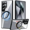 thumbnail image 1 of For Samsung Galaxy S24 Ultra Case, Matte Clear PC Back, Support MagSafe Accessories, Built-in Magnetic Rotatable Ring Kickstand, Magnetic Slim Stand Phone Case 6.8 Inch 5G 2024,Black, 1 of 7