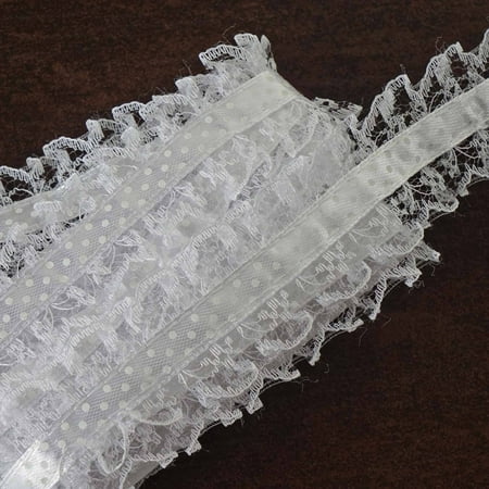 Polka Dot Ruffle Legging - Efavormart 25 YARD Ruffle Lace Trim With Polka Dots Satin Fabric For Dress Craft Sewing Trimming - WHITE