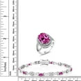 thumbnail image 2 of Gem Stone King 10.94 Ct Oval Pink Created Sapphire 925 Sterling Silver Ring and Bracelet Jewelry Set (Size 8), 2 of 3