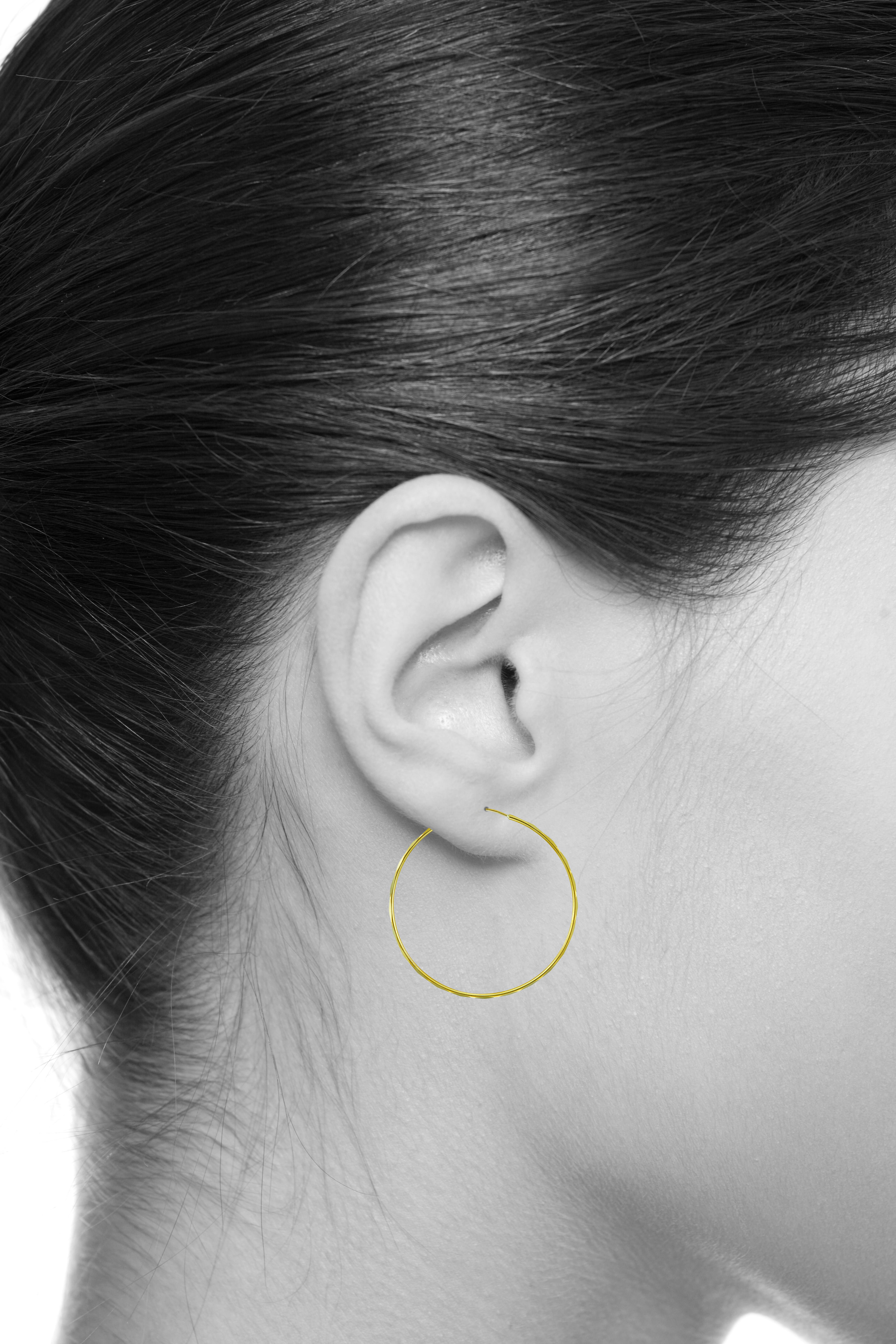 Wellingsale Ladies 14k Yellow Gold Polished 14.5mm Channel Set CZ Hoop Earrings 14.5 x 14.5 mm