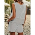 thumbnail image 4 of Women'S Summer 2 Piece Outfits Sleeveless Tank Top Matching Shorts Sets Cotton Striped Sweatsuits Black XXL, 4 of 8