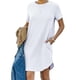 thumbnail image 1 of Puntoco Moda Mujer Verano Casual Deportes Mangas Enrolladas Color Sólido Doble Bolsillo Vestido De Manga Corta Camiseta Falda Manga Corta Vestido De Cuello Redondo Blanco L, 1 of 7