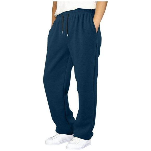 dmqupv Pants For Boys Boy's Baggy Sweatpants Straight Leg Open Bottom Casual Pants Elastic Waist Athletic Joggers Sweat Pants With Pockets Dark Blue,Size for 9-10 Years