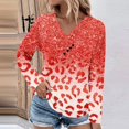 thumbnail image 2 of Summer Savings Clearance 2024! TAGOLD Womens Tops, Women's Fashion Printed Loose T-shirt Long Sleeves Blouse V-Neck Casual Tops, 2 of 5