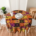 thumbnail image 2 of Round Tablecloth 60 Inch, Ethic African Tribal Print Tablecloth Plaid Patchwork Table Cloth Washable Wipeable Polyester Fabric Table Cover for Farmhouse Holiday Party Outdoor Picnic Kitchen Decor, 2 of 6