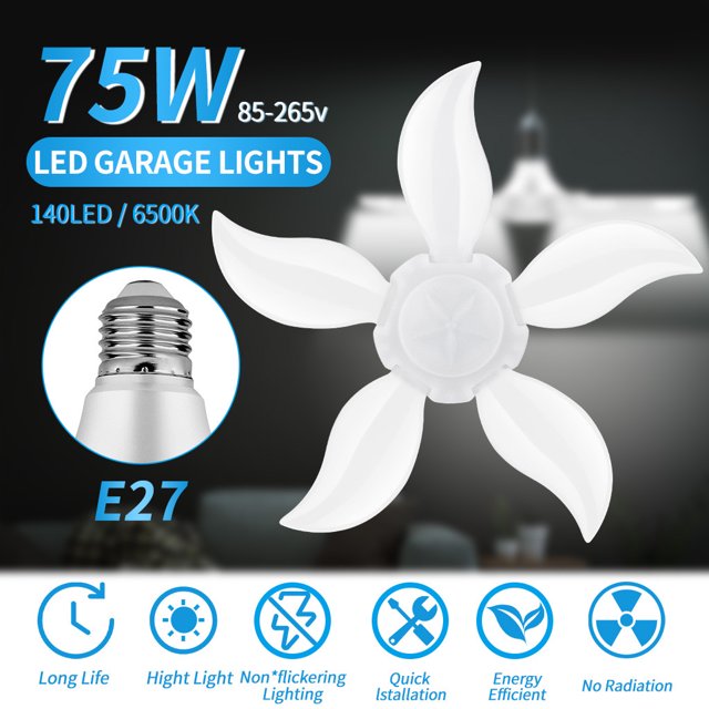 Agiferg LED Garage Shop Work Lights Home Ceiling Fixture Deformable Lamp 75W E27 140LED