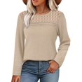 thumbnail image 2 of Long Sleeve Women's Tops Spring Summer Outfits Dressy Casual Blouses Lace Trendy Waffle Knit Shirts Color XXL, 2 of 8