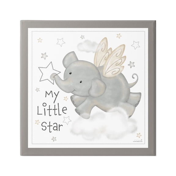 Stupell Industries My Little Star Elephant Animals & Insects Painting Gallery Wrapped Canvas Print Wall Art, 30 x 30