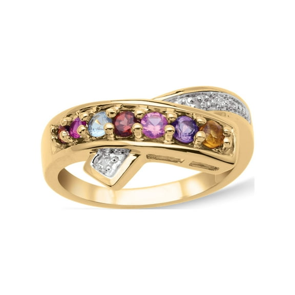 Personalized Crisscross Birthstone Ring in 10K Gold with Diamond Accents by Jewlster