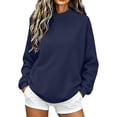 thumbnail image 3 of Tqcoqu Women's Solid Mock Neck Sweatshirt,Drop Shoulder Long Sleeve Curved Split Hem Loose Casual Pullover Top, 3 of 10