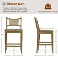 thumbnail image 2 of Dayalane Farmhouse Bar Stools Set of 2, 25.5" Counter Height Bar Stools with Paper Cord Woven Back Solid Wood Frame, PU Leather Upholstered Kitchen Island Chairs for Dining Room Home Bar, Brown, 2 of 11