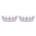 thumbnail image 2 of mmirethe Exquisite Craft And Delicate Pattern Rhinestone For Wedding Or Bridal Electroplated Tiaras Silver + pink 2Set, 2 of 6