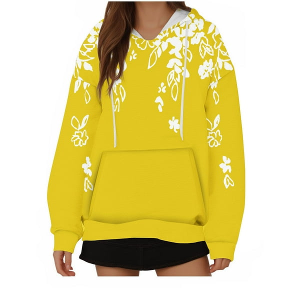 SHTXOZHI Women's Long Sleeve Hoodies Pullover Tops Drawstring Sweatshirts with Pocket Trendy Fall Outfit