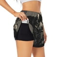 thumbnail image 3 of Lsque Vintage Dog Illustration Printed Women's Running Shorts with Liner Pockets,Elastic Quick Dry Workout Athletic Gym Yoga Shorts,Womens High Waist Shorts-XX-Large, 3 of 9