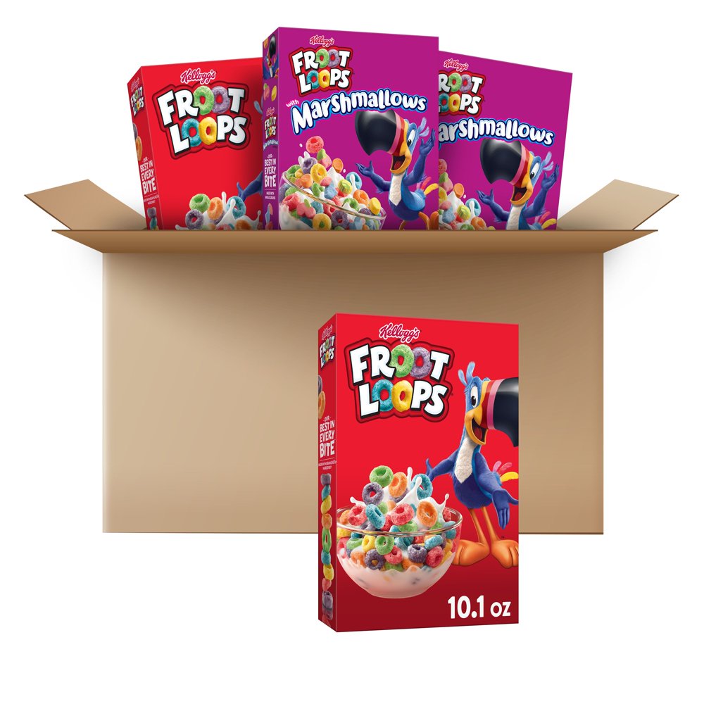 Kellogg's Froot Loops Breakfast Cereal, Variety Pack, 4ct 41.2oz