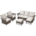 thumbnail image 3 of PARKWELL 5-Piece Outdoor Sectional Sofa Set with 3-Seat Sofa,2 Cushioned Lounge Chairs and 2 Ottoman Seat Foot Rest,Rattan Wicker Conversation Furniture Sets,Beige, 3 of 10
