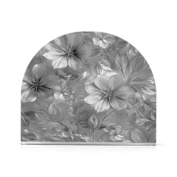 Napkin Holder for Table Kitchen Paper Tissue Organization Standing Paper Napkin Storage Silver Metal Flower Pattern