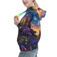 thumbnail image 2 of Daiia Cosmic Irises At Twilight Pattern Women's Fashion Hoodies & Sweatshirts with Kangaroo Pocket Hooded Sweatshirt with Eye-catching Drawstrings-Small, 2 of 7