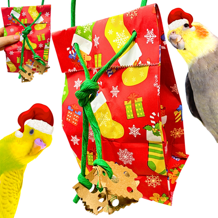 Bonka Bird Toys 2753 Christmas Stocking Treat Bag Chew Forage Parrot Cage Toy