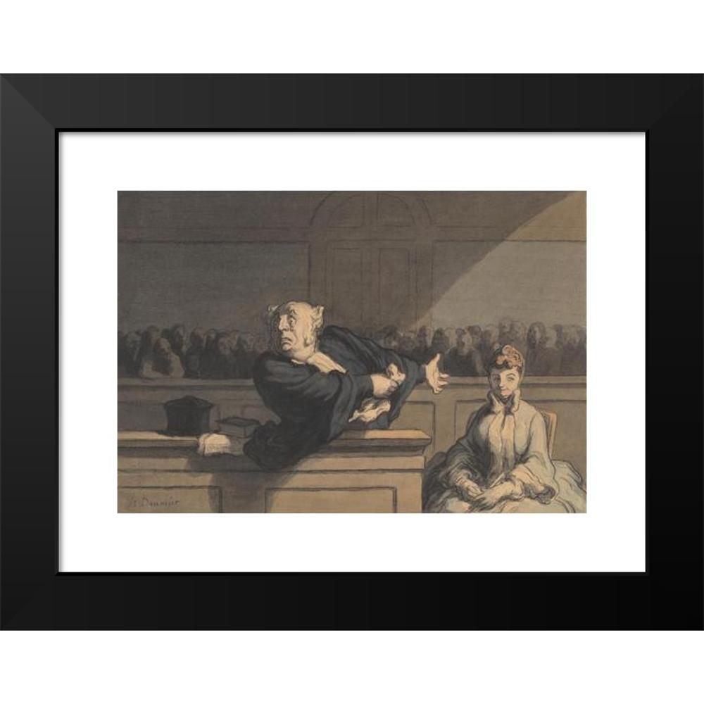 Honoré Daumier 14x11 Black Modern Framed Museum Art Print Titled - The Defender (Counsel for the Defense) (C. 1862-1865)