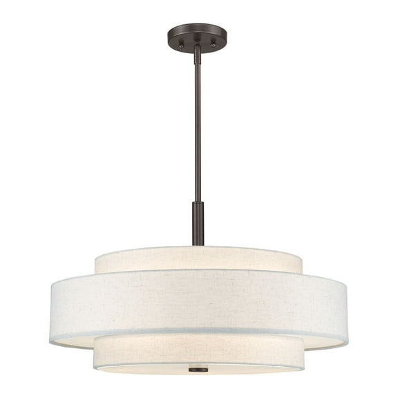 Livex Lighting Meridian 53" 5-Light Metal & Fabric Pendant in English Bronze